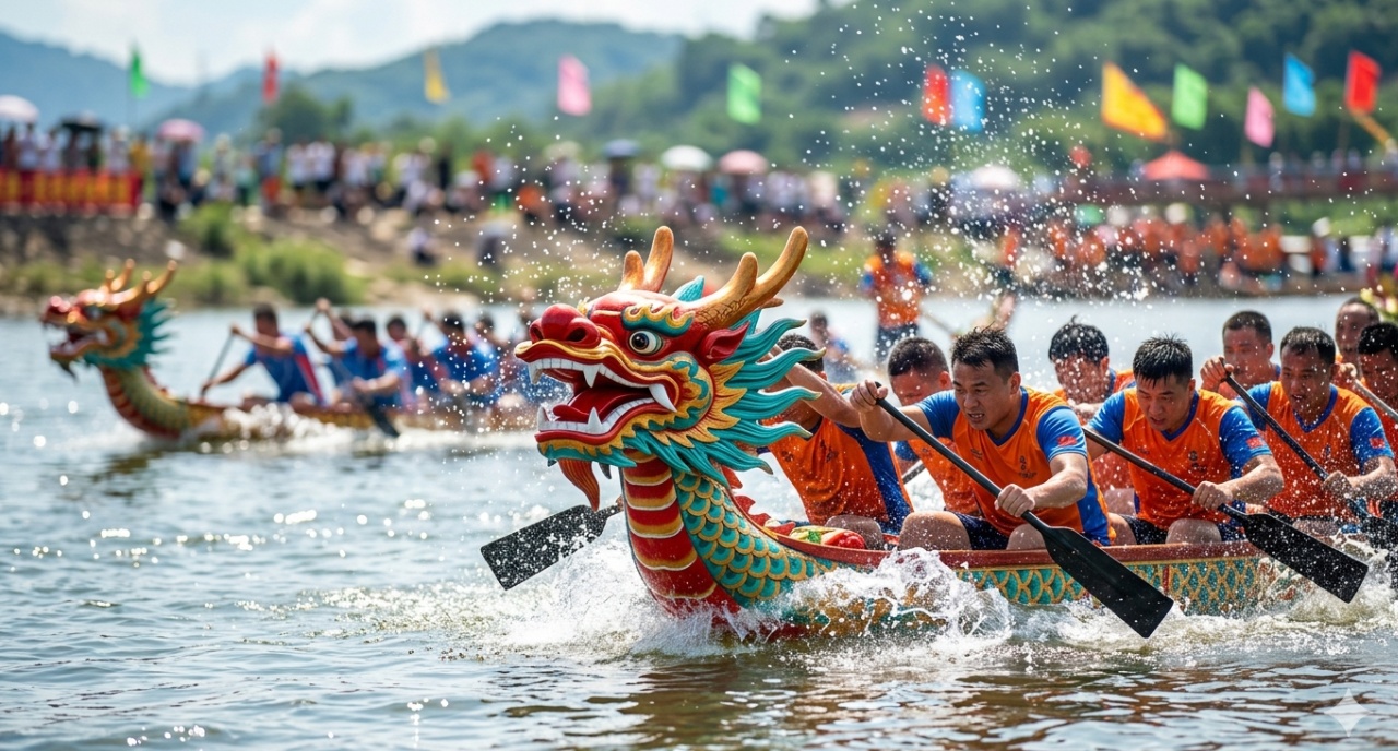 Dragon boat rowing